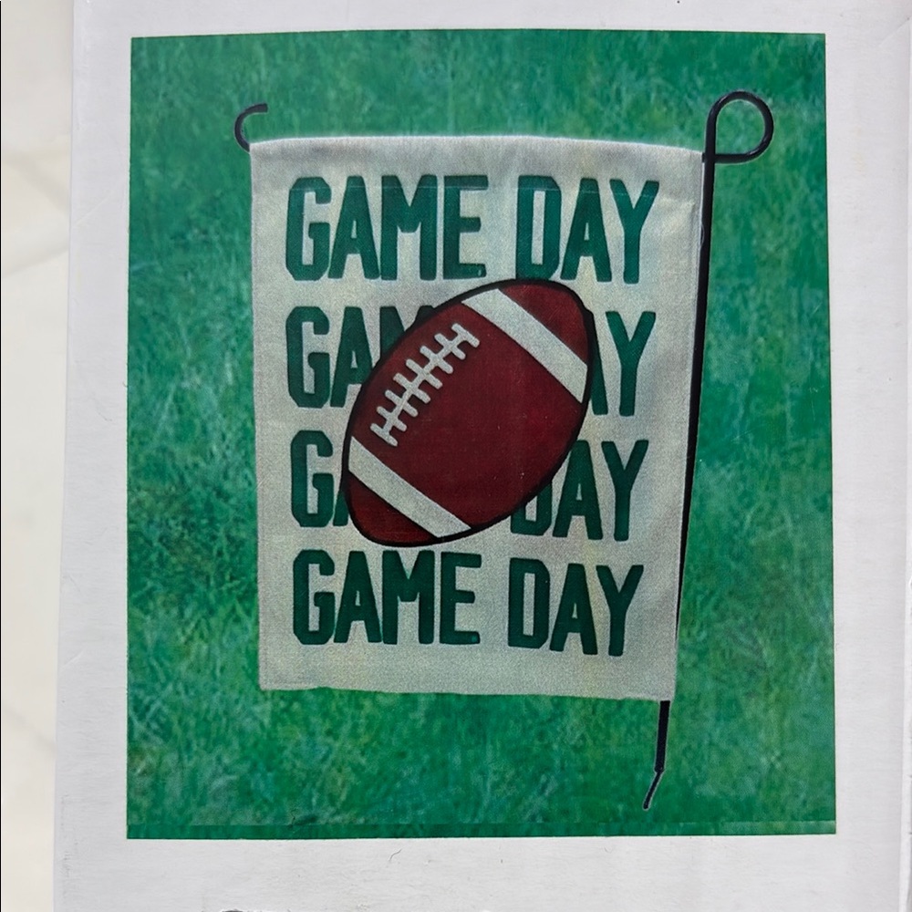 Game Day Garden Flag & metal flag holder  Football Design